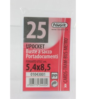 Buste Upocket trasparenti Favorit formato 7.5 x 11.5 conf. 25 pz.