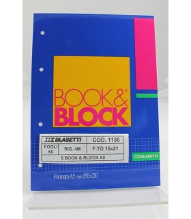 Book e Block formato A4 Rinforzati rig. 4M 40 fogli conf. 5 pz.