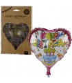 Palloncino Happy Birthday a Forma di cuore Diametro 45 cm