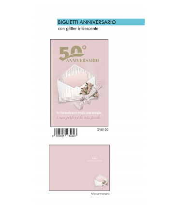 Biglietto MARPIMAR MATRIMONIO 50° ANNIVERSARIO Conf. 12 pz. assortiti con 4 soggetti