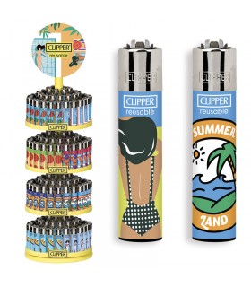 Accendino Clipper Large eccellenza italiana Espositore in Cartone da 96 pz.  assortito con 8 grafiche