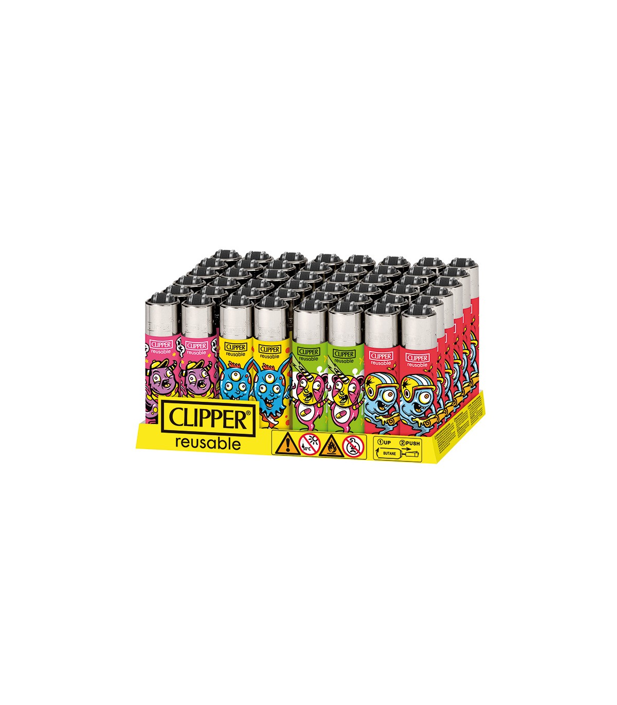 Accendino Clipper MICRO MONSTERS 2 conf. 48 pz. assortito con 4