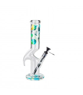 ATOMIC MINI BONG IN VETRO TRASPARENTE CON AMPOLLA E PUNTE PER IL GHIACCIO -  ALTEZZA 22 cm SPESSORE 2,5mm