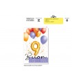 Biglietto CROMO COMPLEANNO 9 ANNI CON APPLICAZIONI E GLITTER CONF. 6 PZ.