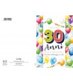 Biglietto Marpimar compleanno 30 anni con foil oro . conf. 6 pz. monosoggetto