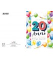 Biglietto Marpimar COMPLEANNO 20 ANNI CON FOIL CONF. 6 PZ. MONOSOGGETTO