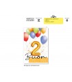 BIGLIETTO CROMO COMPLEANNIO BIMBI 2 ANNI CON GLITTER CONF. 6 PZ. ASSORTITI