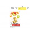 BIGLIETTO CROMO COMPLEANNIO BIMBI 3 ANNI CON GLITTER CONF. 6 PZ. ASSORTITI