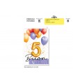 BIGLIETTO CROMO COMPLEANNIO BIMBI 5 ANNI CON GLITTER CONF. 6 PZ. ASSORTITI