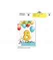 BIGLIETTO CROMO COMPLEANNIO BIMBI 8 ANNI CON GLITTER CONF. 6 PZ. ASSORTITI