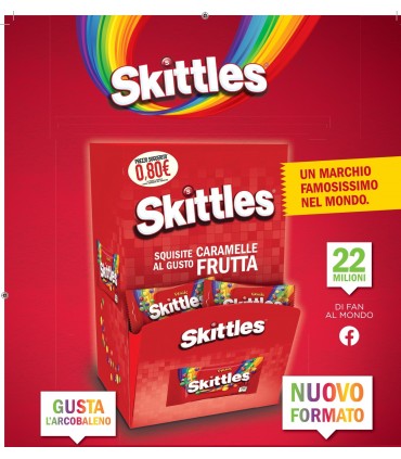 SKITTLES ORIGINAL GUSTO FRUTTA BUSTINA 38G EXPO DA MARSUPIO DA 42 PZ