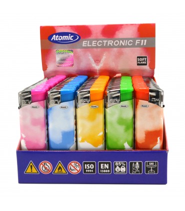 Accendino ELETTRONICO Atomic COLORFULL conf. 50 pz. assortito con 5 grafiche