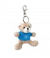 ORSETTO PORTACHIAVI PELUCHE H. 8 CM CON MAGLIA CELESTE CON LOGO BIANCO S.S.C. NAPOLI