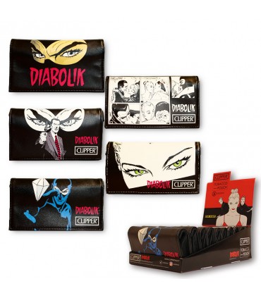 Bustina Porta Tabacco DIABOLIK 1 in ecopelle con chiusura calamitata expo da 10 pz. FIGURE assortite