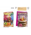 Biglietto CROMO COMPLEANNO CON TORTA CONF. 12 PZ. ASSORTITI