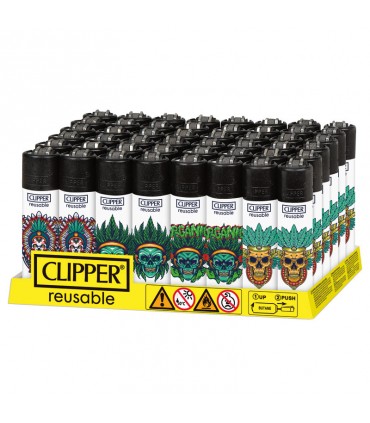 Accendino Clipper LARGE MEX WEE SKULLS  conf. 48 pz. assortiti con 4 grafiche